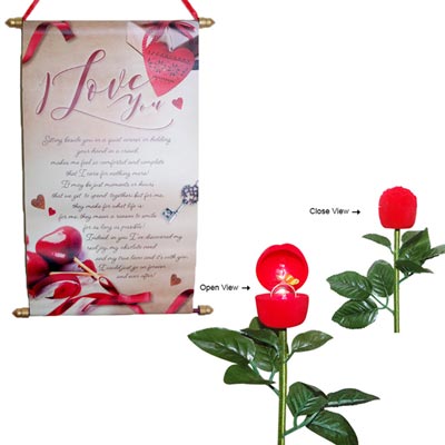 "Artificial Rose with Ring - 30, Love Scroll Message - 07 -008 - Click here to View more details about this Product